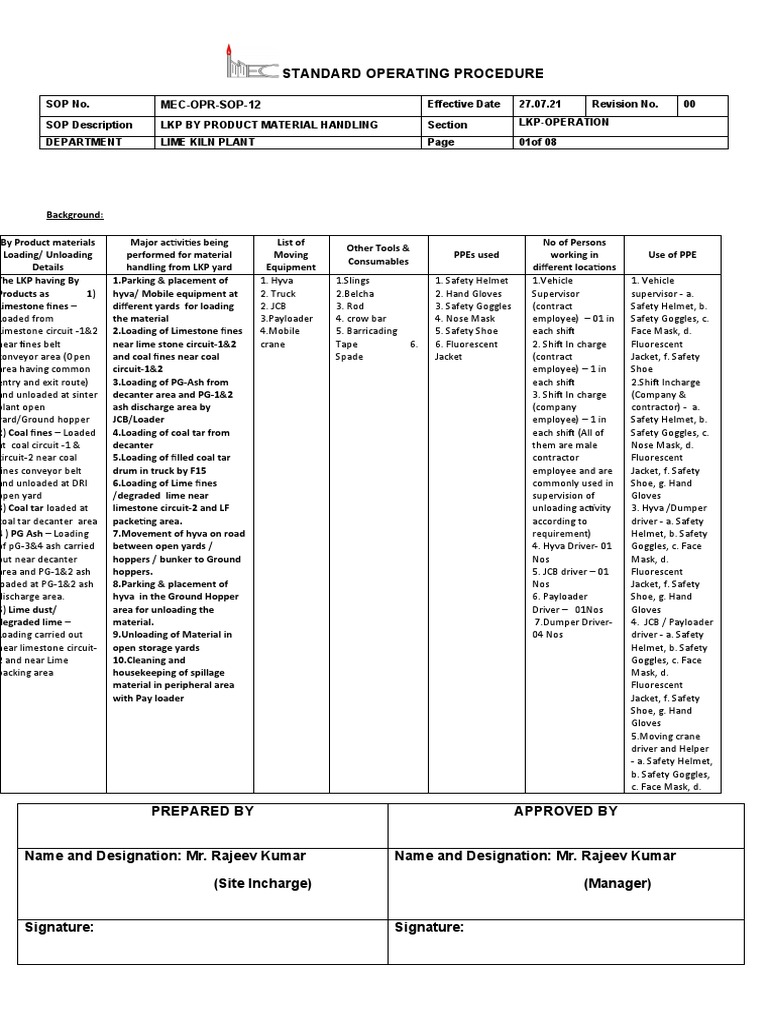 SOP for By Product Material Handling | PDF | Personal Protective ...