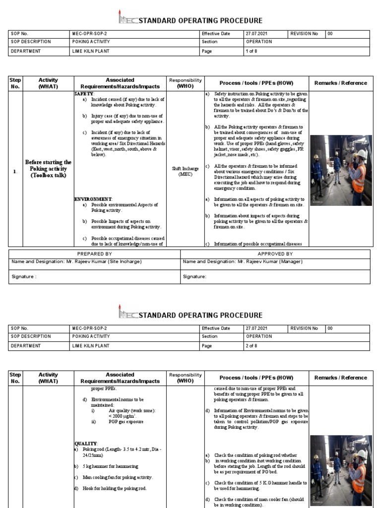 SOP - 02 - Poking Activity, PDF, Personal Protective Equipment