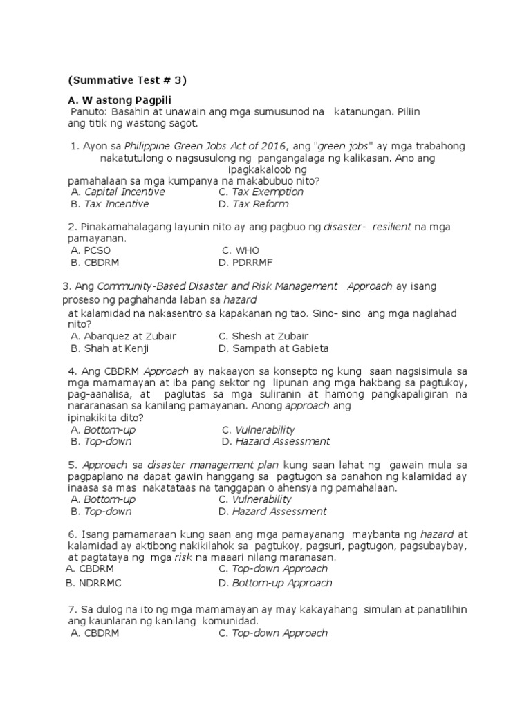 Summative Test 3 AP 1 | PDF
