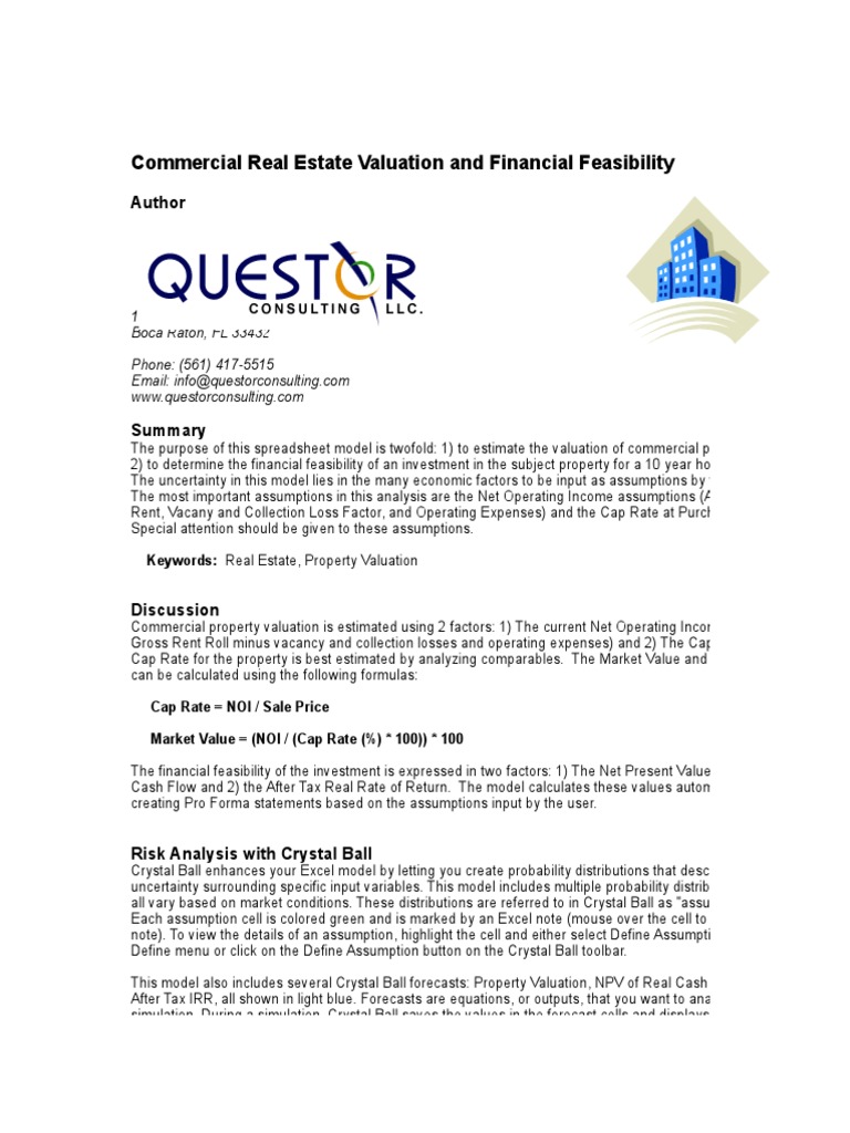 Commercial Real Estate Valuation Model PDF Valuation (Finance