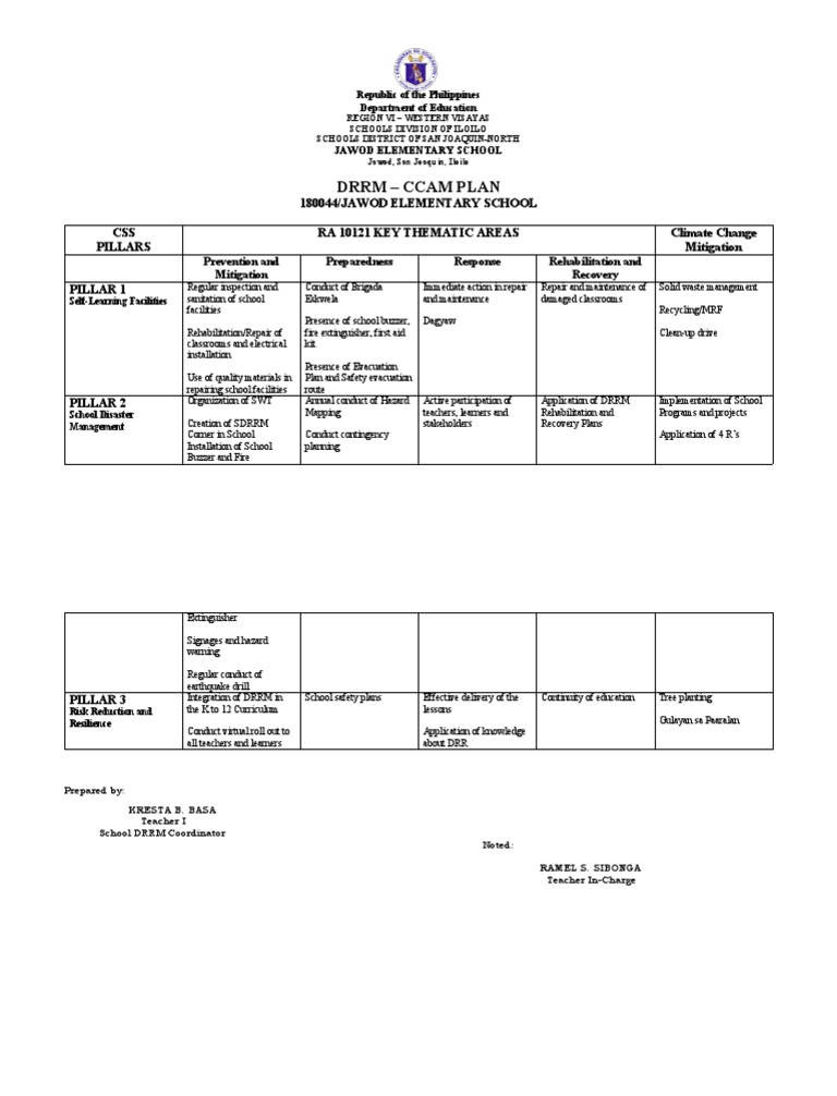 DRRM CCAM Plan | PDF | Emergency Management | Disaster Risk Reduction