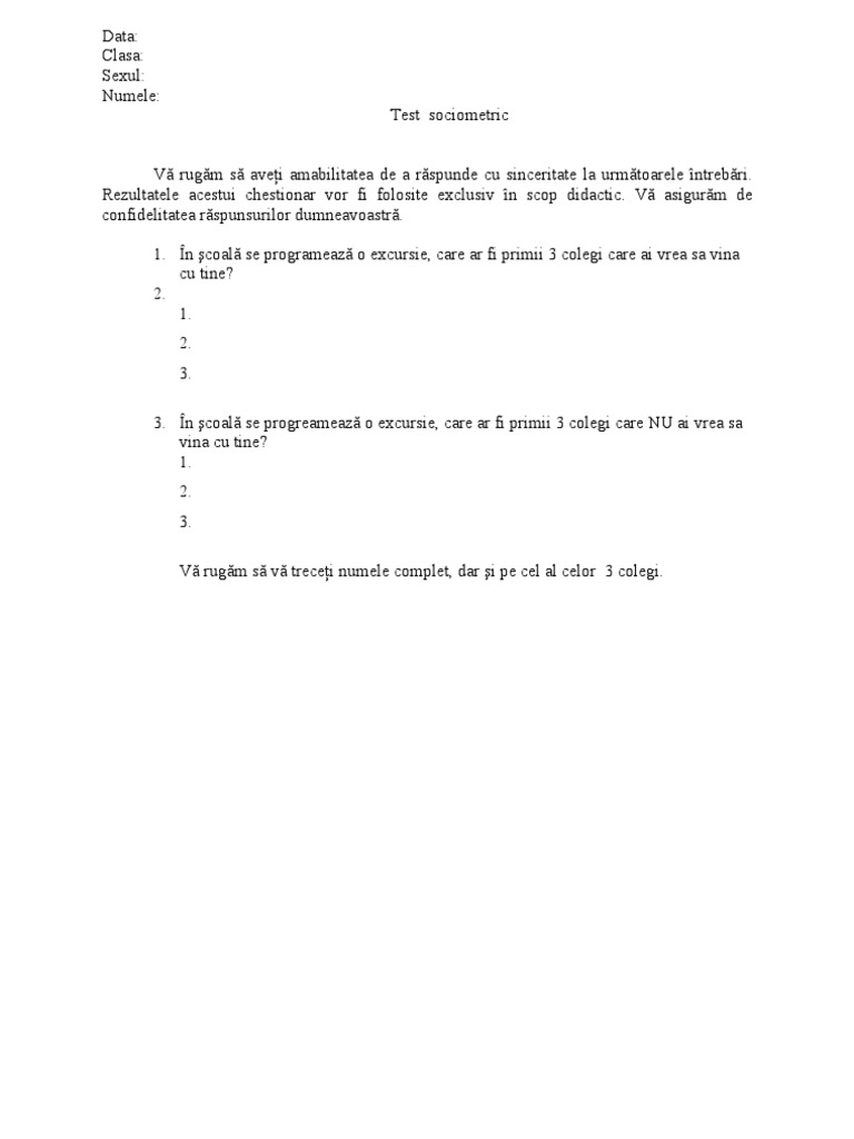 Test Sociometric | PDF