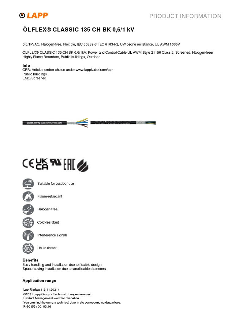 LAPP_PRO123867EN | PDF | Wire | Electricity