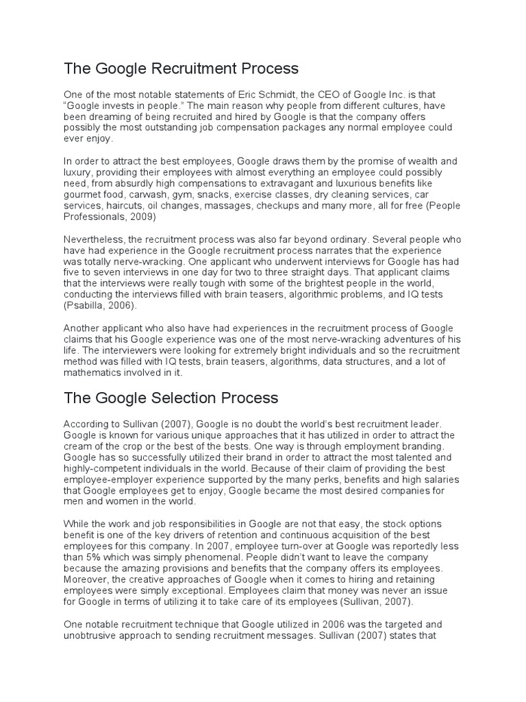 The Google Recruitment Process | PDF | Recruitment | Employment