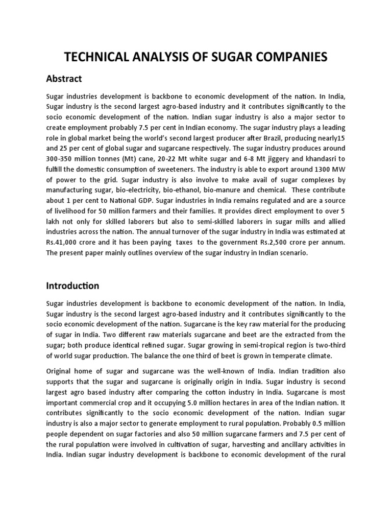 Technical Analysis of Sugar Companies PDF Sugarcane Sugar