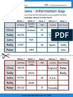 WH Questions Worksheet Information Gap Activity