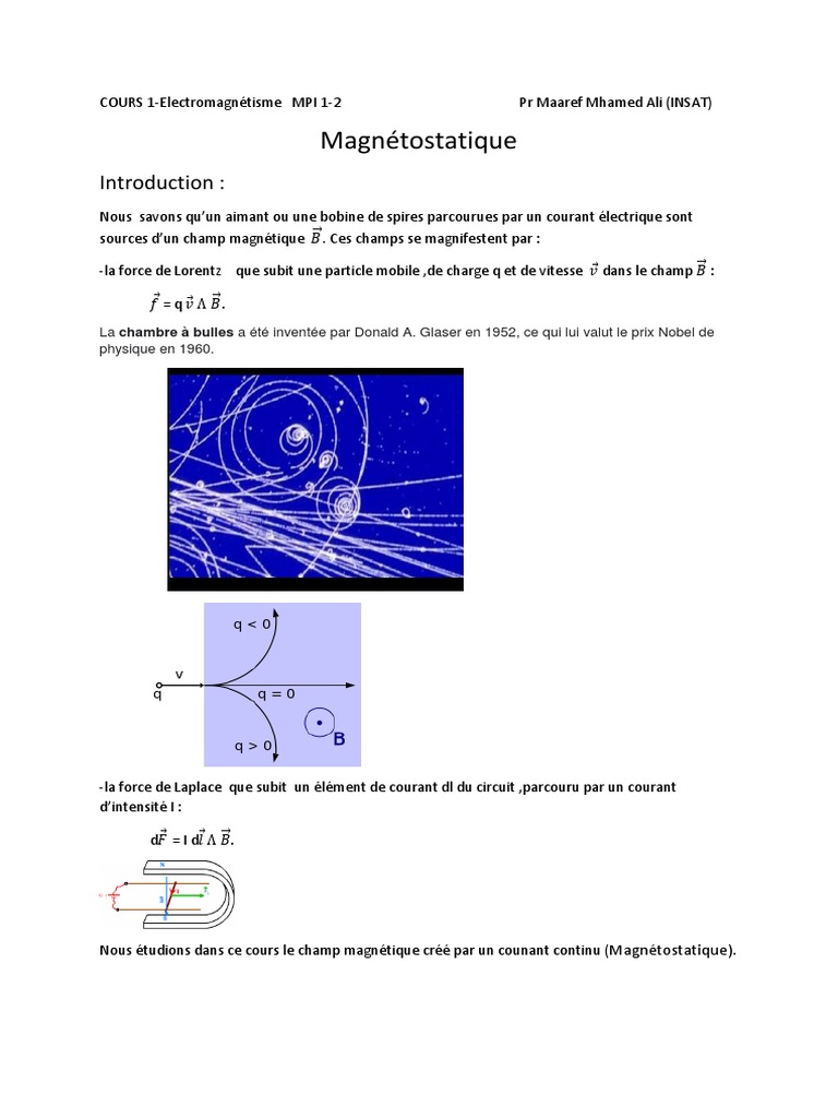 Cours de Magnétostatique et Champ Magnétique PDF Champ magnétique — free download
