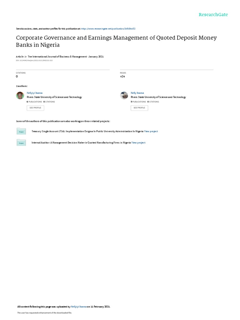 Corporate Governance Impact on Nigerian Banks | PDF | Governance ...