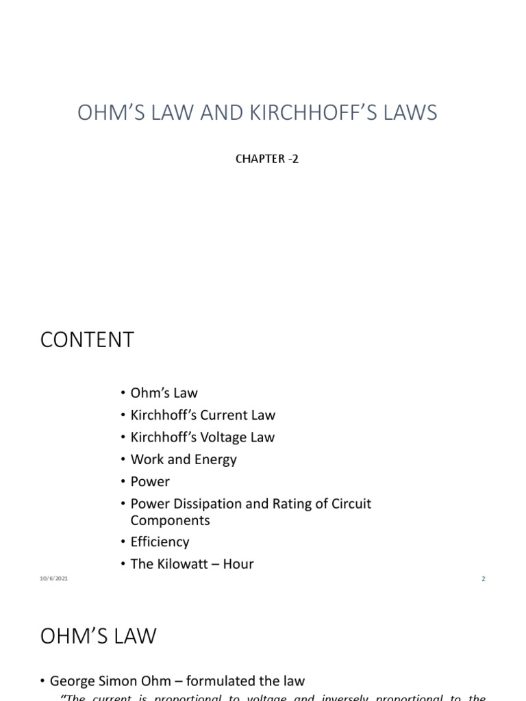 Ohm'S Law and Kirchhoff'S Laws: Chapter - 2 | PDF | Power (Physics ...