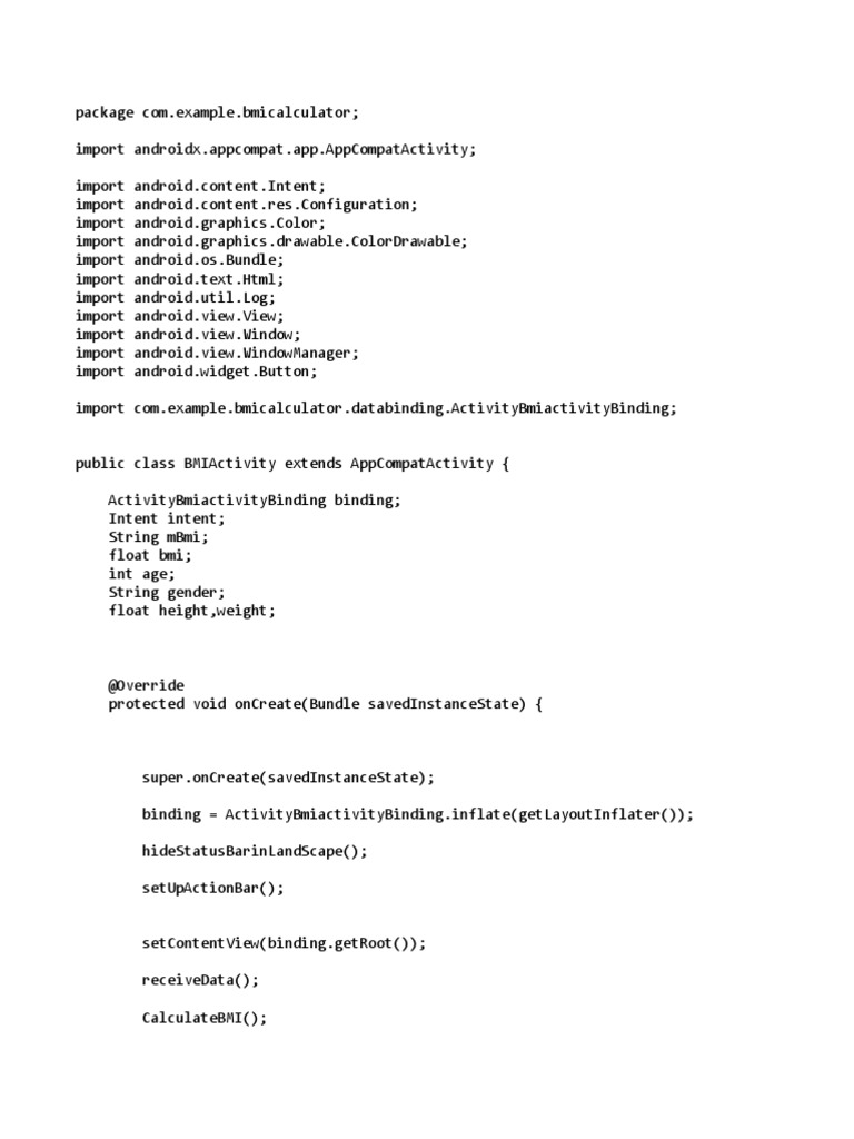 Java Bmi PDF Body Mass Index Android (Operating System)