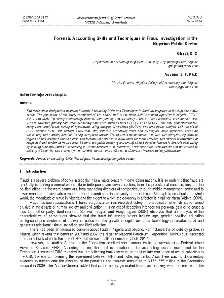 forensic accounting skills and techniques in fraud