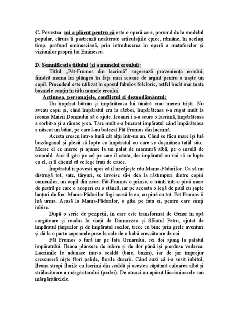 Fisa De Lectura Fat Frumos Din Lacrima Fisa Lectura Fat Frumos Din Lacrima | PDF