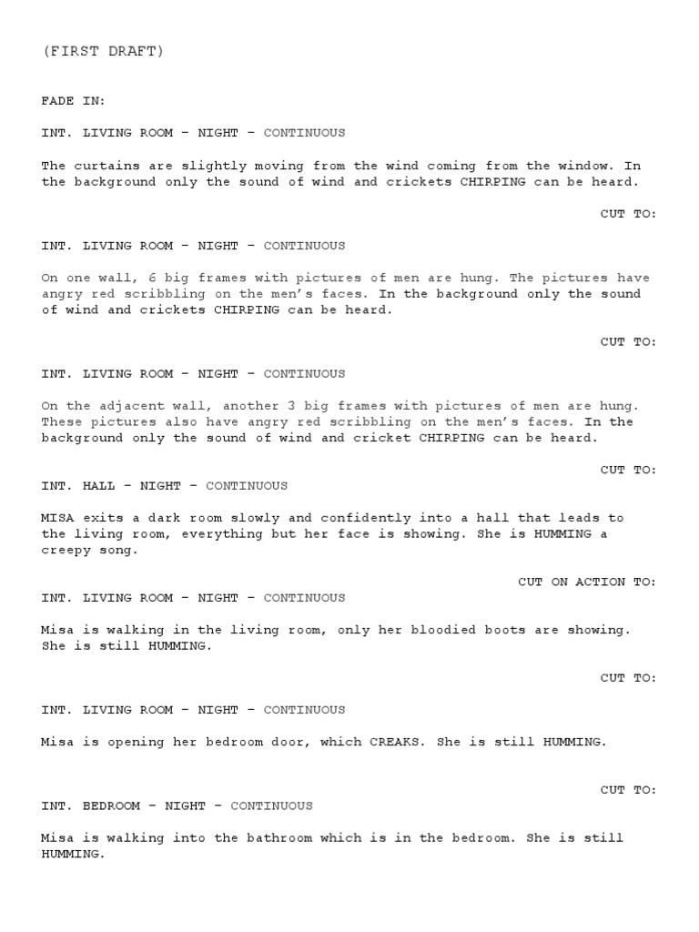 First Draft of The Screenplay | PDF | Bedroom
