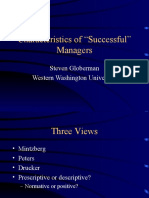 Characteristics of "Successful" Managers: Steven Globerman Western Washington University