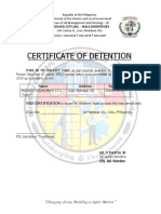 Certificate of Detention: Marcelino Tonyong Merez A.K.A. "Toñon" Guizo, Mandaue City October 25 1977