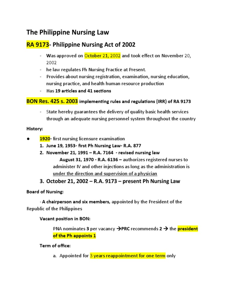 Philippine Nursing Act of 2002 Overview | PDF | Nursing | Licensure