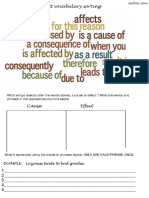 Cause Effect Vocabulary Sorting X