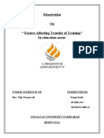 Dissertation On Factors Affecting Training Transfer