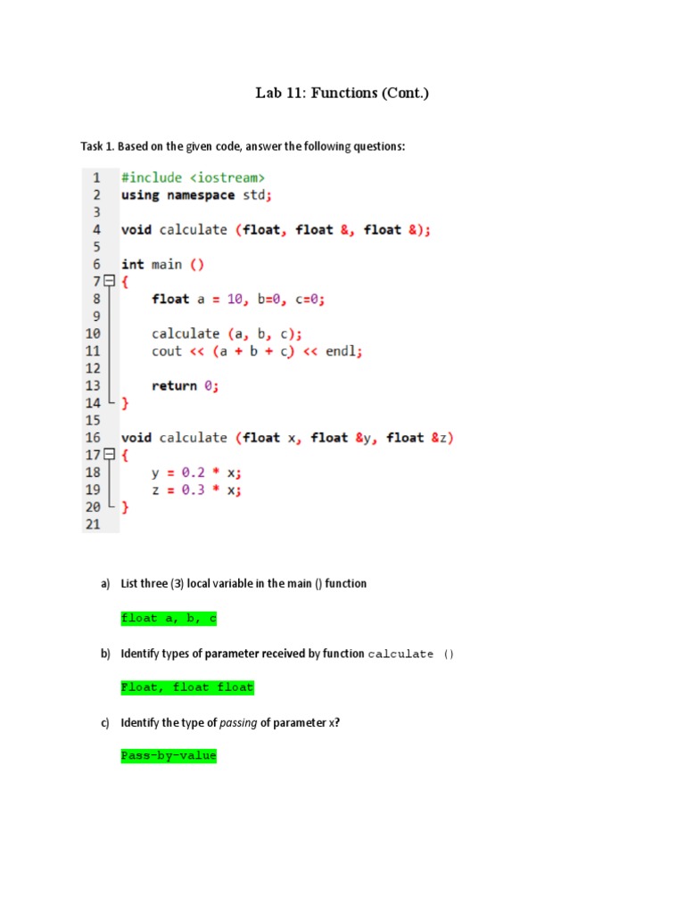 CSC126 Tutorial 11 Sample Answer | PDF | Parameter (Computer ...