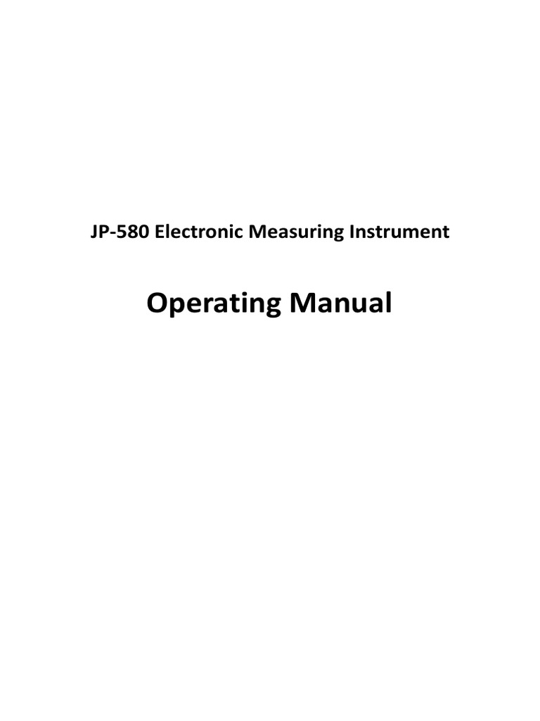 Operating Manual: JP-580 Electronic Measuring Instrument | PDF ...