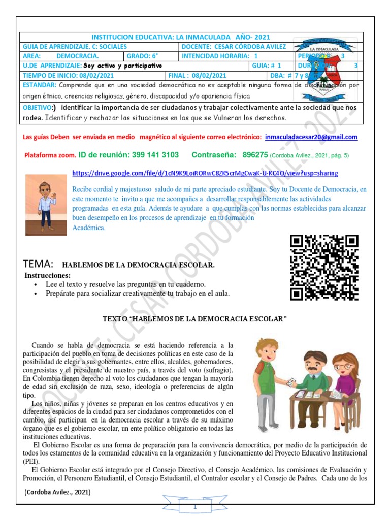 Actividades de Democracia para Sexto Grado | PDF | Democracia ...