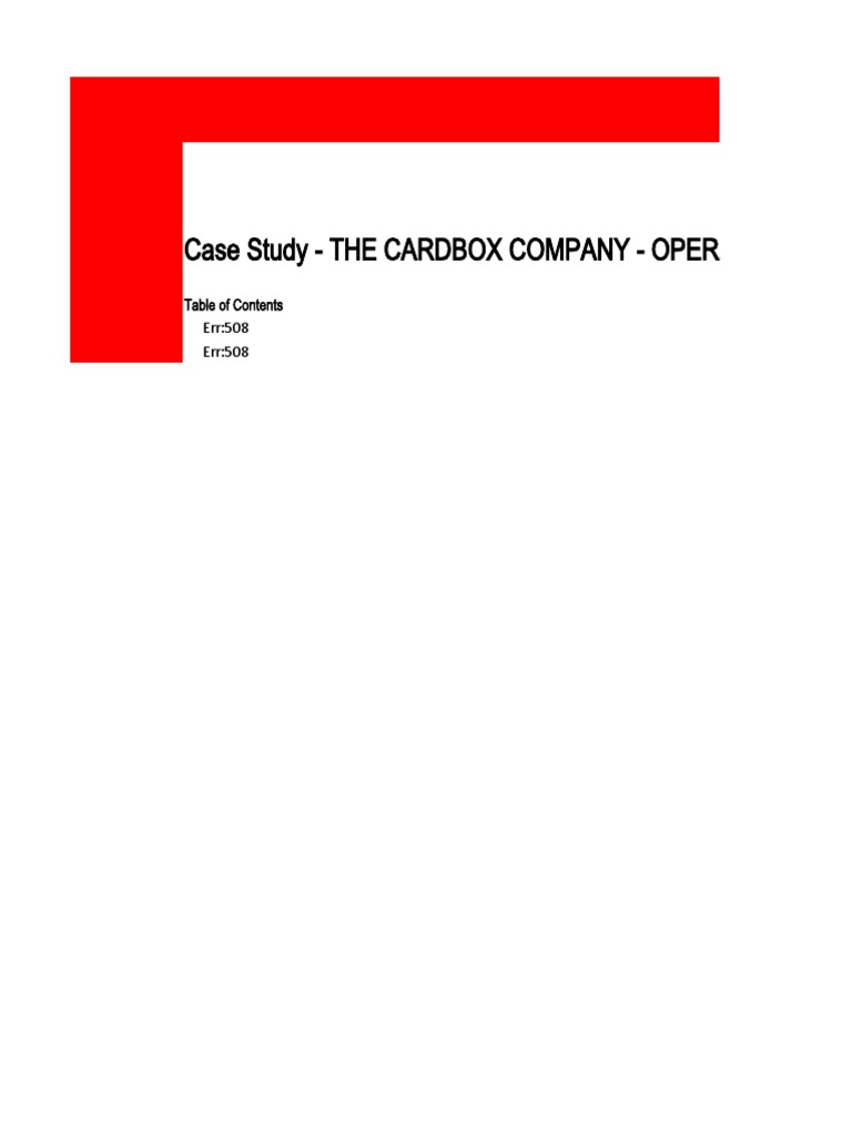 Operational Finance Case Study Analyzing The Cardbox Company S