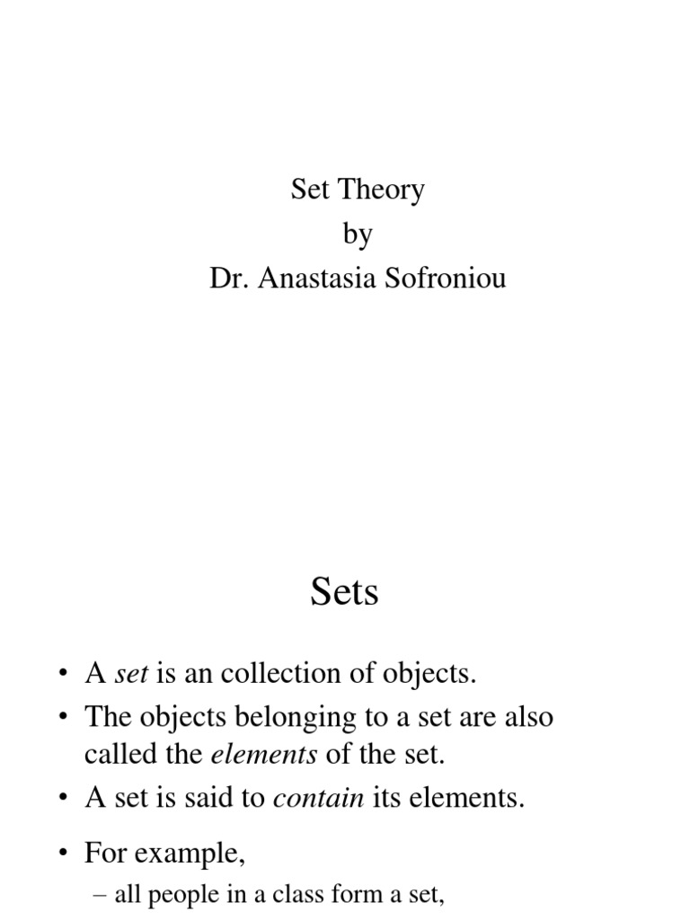 Set Theory 1 PDF Set (Mathematics) Mathematics