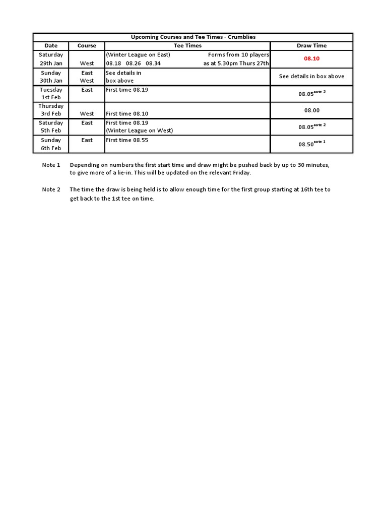 Tee Times | PDF
