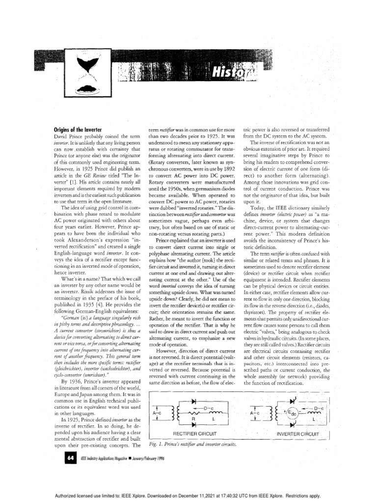 History and Invention of the Inverter | PDF | Rectifier | Power Inverter
