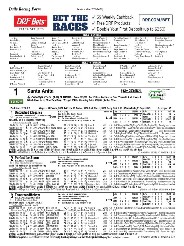 Santa Anita: Daily Racing Form | PDF | Racehorses | Individual Horses