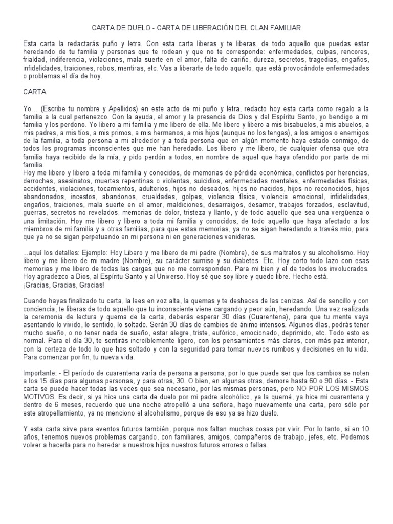 CARTA DE DUELO Luto PDF Amor Sicología