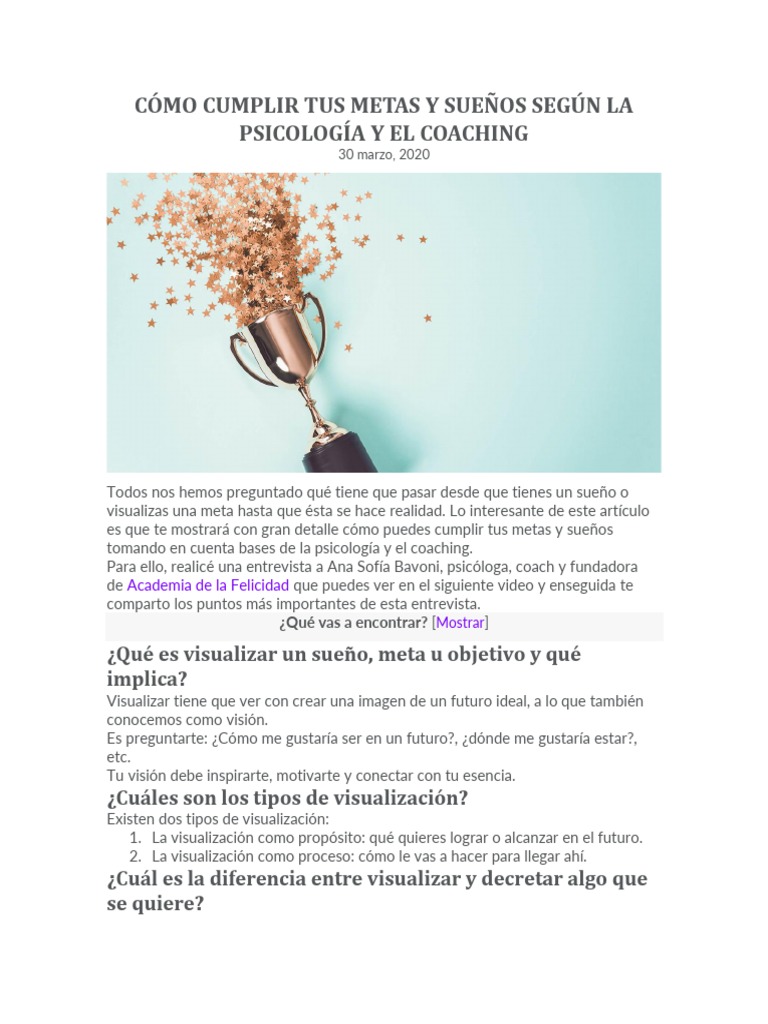 Cumple tus metas con psicología y coaching | PDF | Sueño | Felicidad