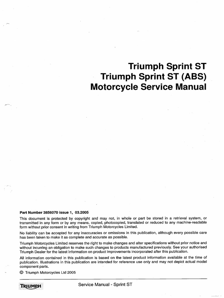 Triumph Sprint ST 1050 Manual 2005pdf | PDF | Screw | Gasoline