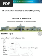 CSN-103: Fundamentals of Object Oriented Programming: Indian Institute of Technology Roorkee