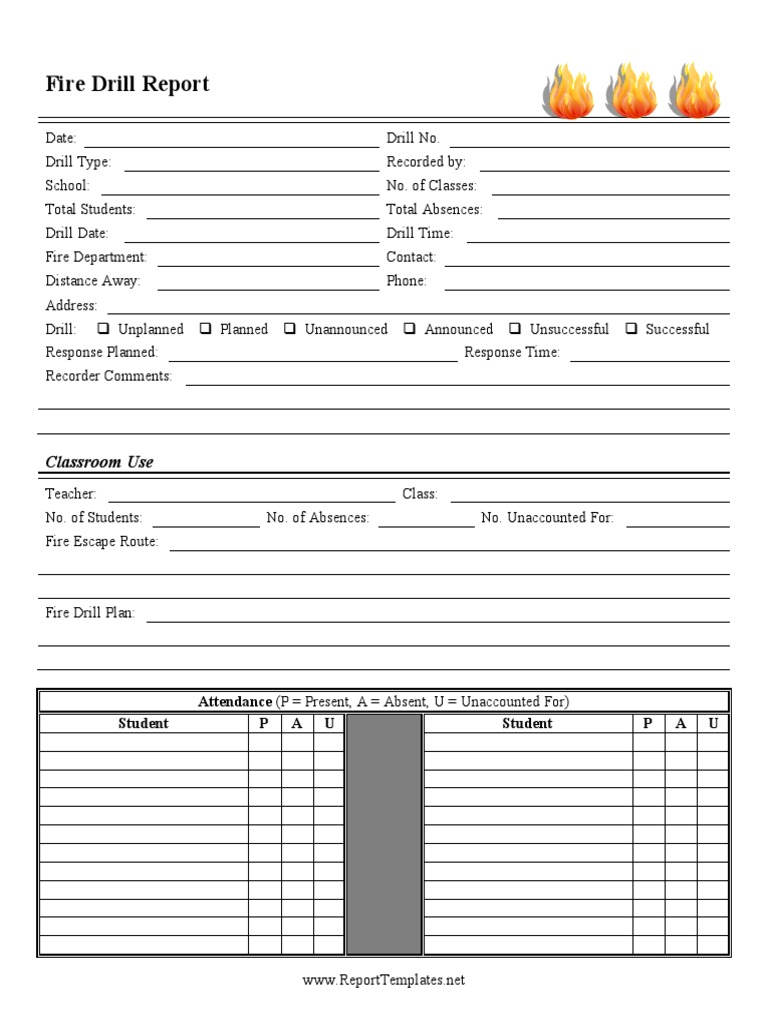 Fire Drill Report Template | PDF