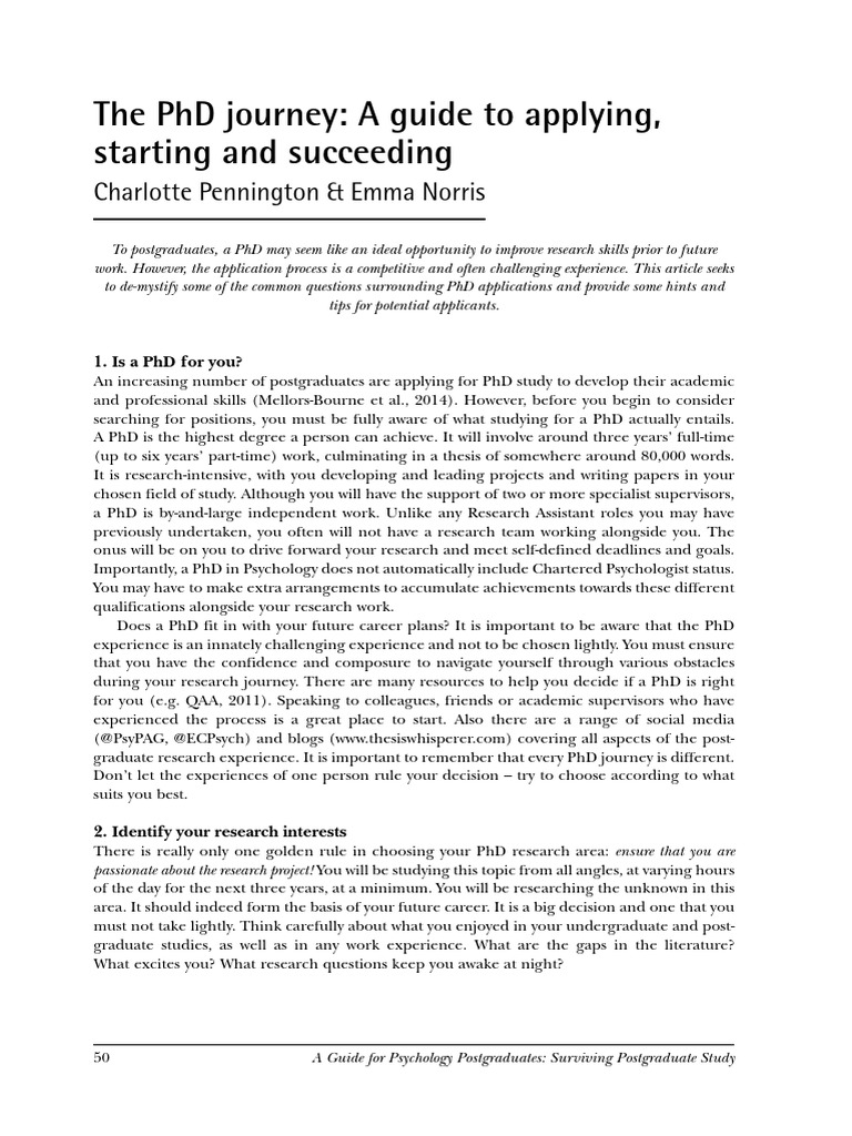 The Phd Journey A Guide To Applying Starting And Succeeding Pdf