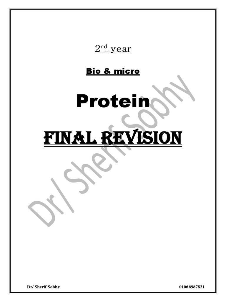 Protein MCQ Final Revision PDF Amino Acid Proteins