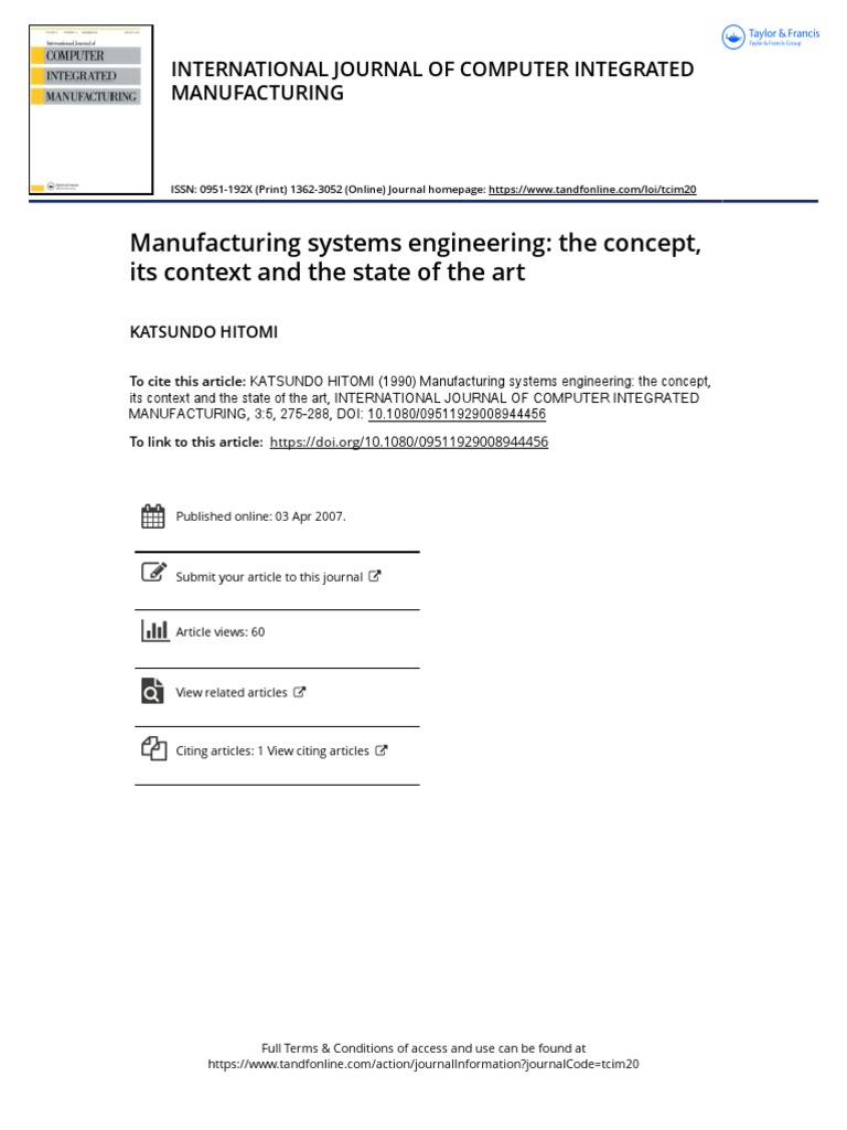 48a Manufacturing Systems Engineering The Concept Its Context And The