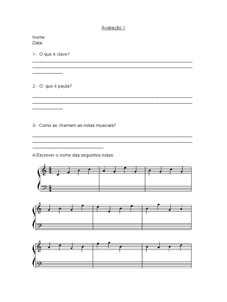 Prova de Teoria Musical para Iniciantes | PDF