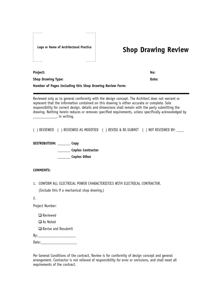 Shop Drawing Review Process Template | PDF