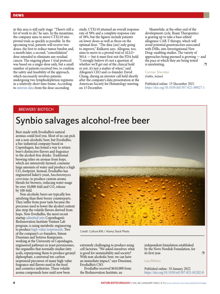 Synbio Salvages AlcoholFree Beer Brewers' Biotech PDF Beer Brewing
