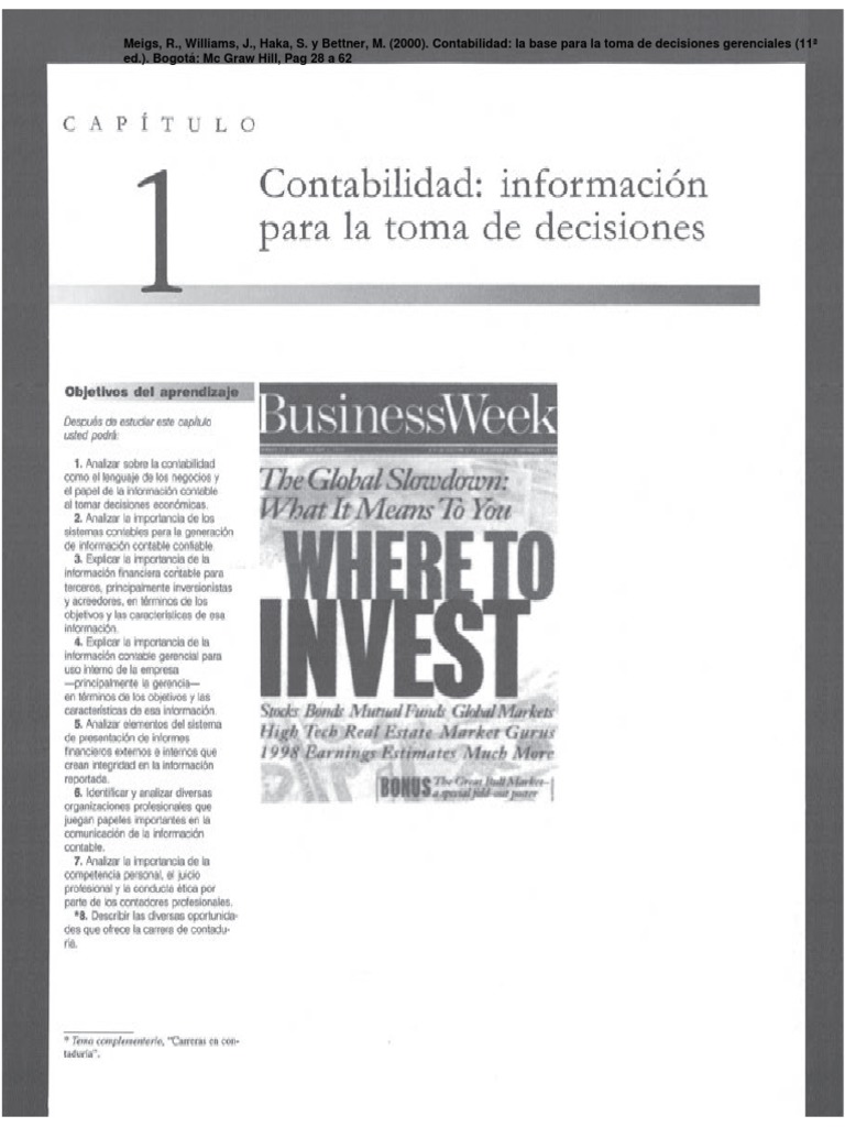 Capitulo 1 Contabilidad Informacion para La Toma de Decisiones | PDF