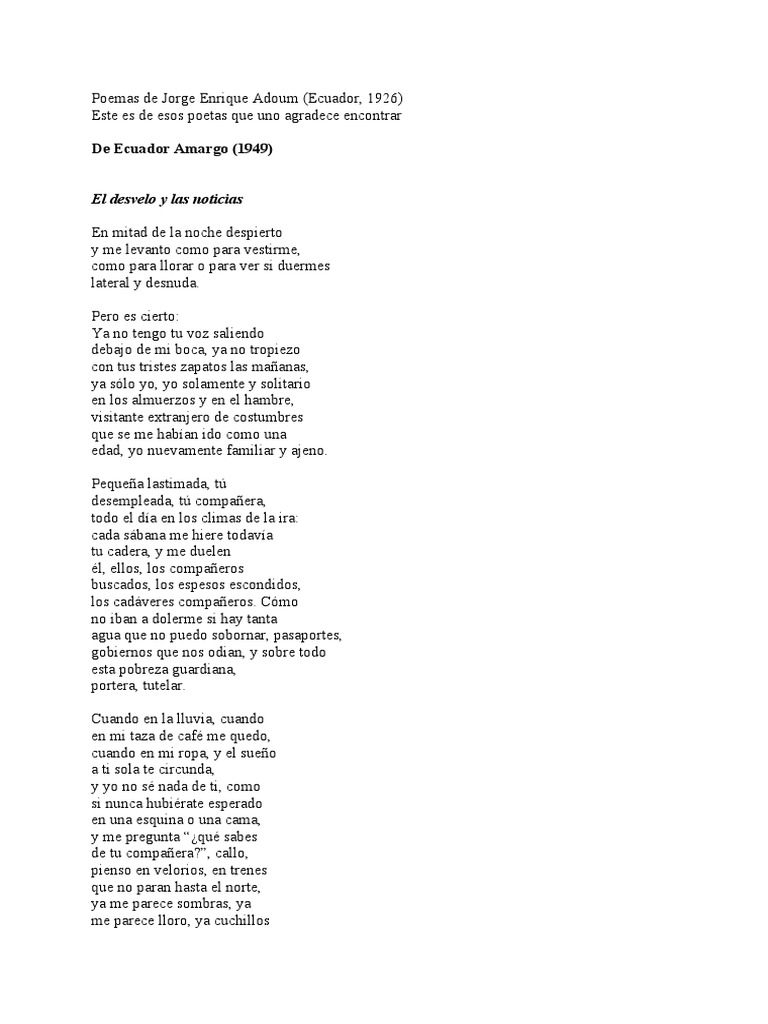 Poemas de Enrique Adoum PDF Ecuador America latina