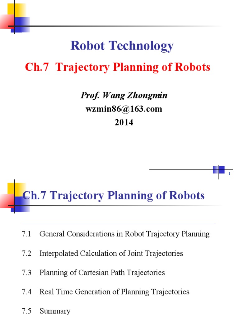Robot Trajectory Planning Techniques | PDF | Kinematics | Trajectory