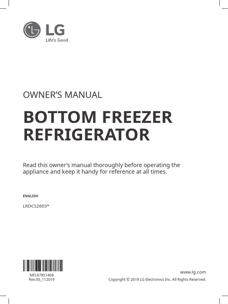 Bottom Freezer Refrigerator Owner'S Manual PDF Plumbing Refrigerator