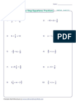 One-Step Equations: Fractions: Solve Each Equation. B - 5 6 9 2 1 - 10 D + 3 8