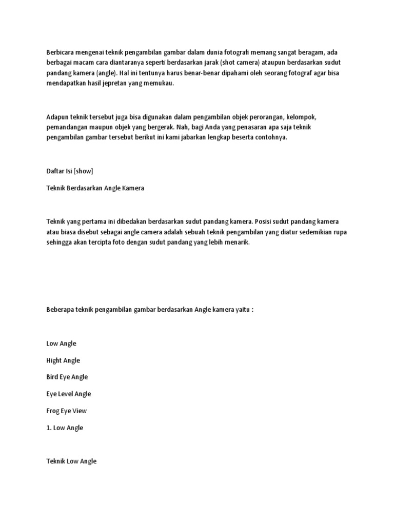 Teknik Pengambilan Gambar Foto Pdf