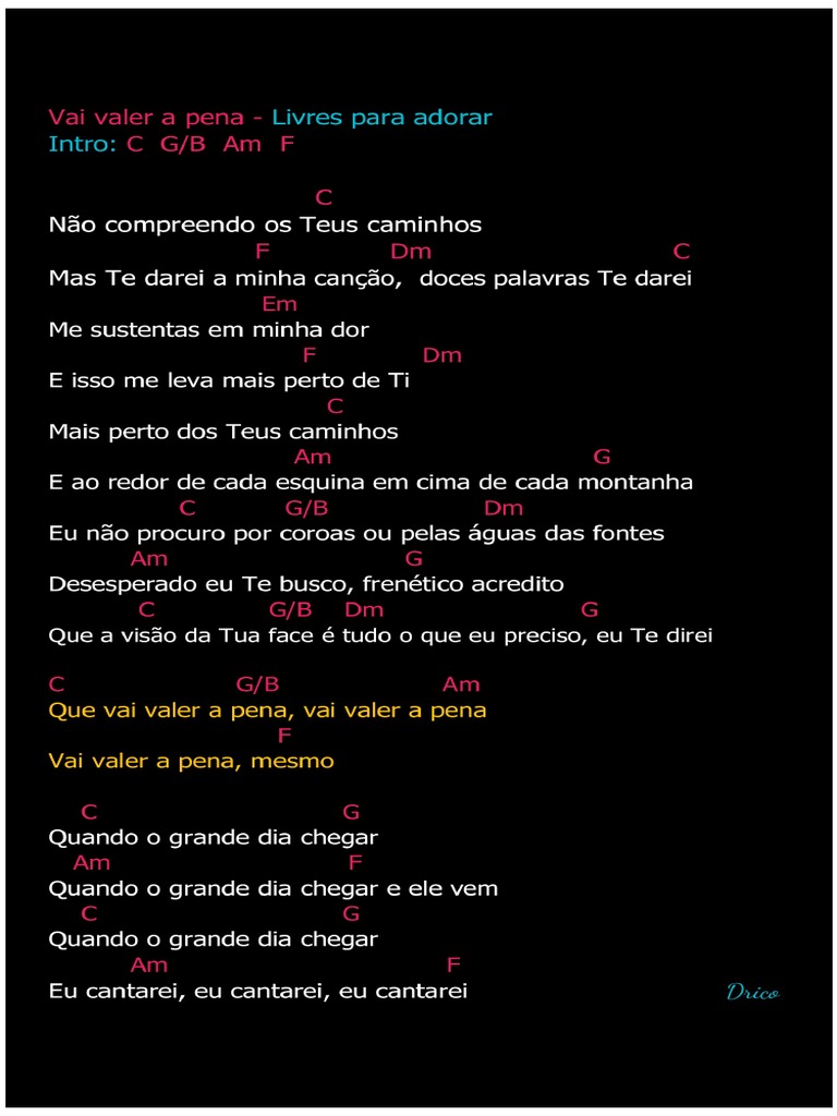 Cifra Vai Valer A Pena & PDF