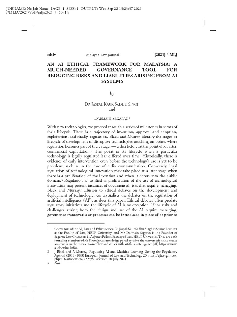 Malaysia's AI Ethical Governance Framework | PDF | Artificial ...