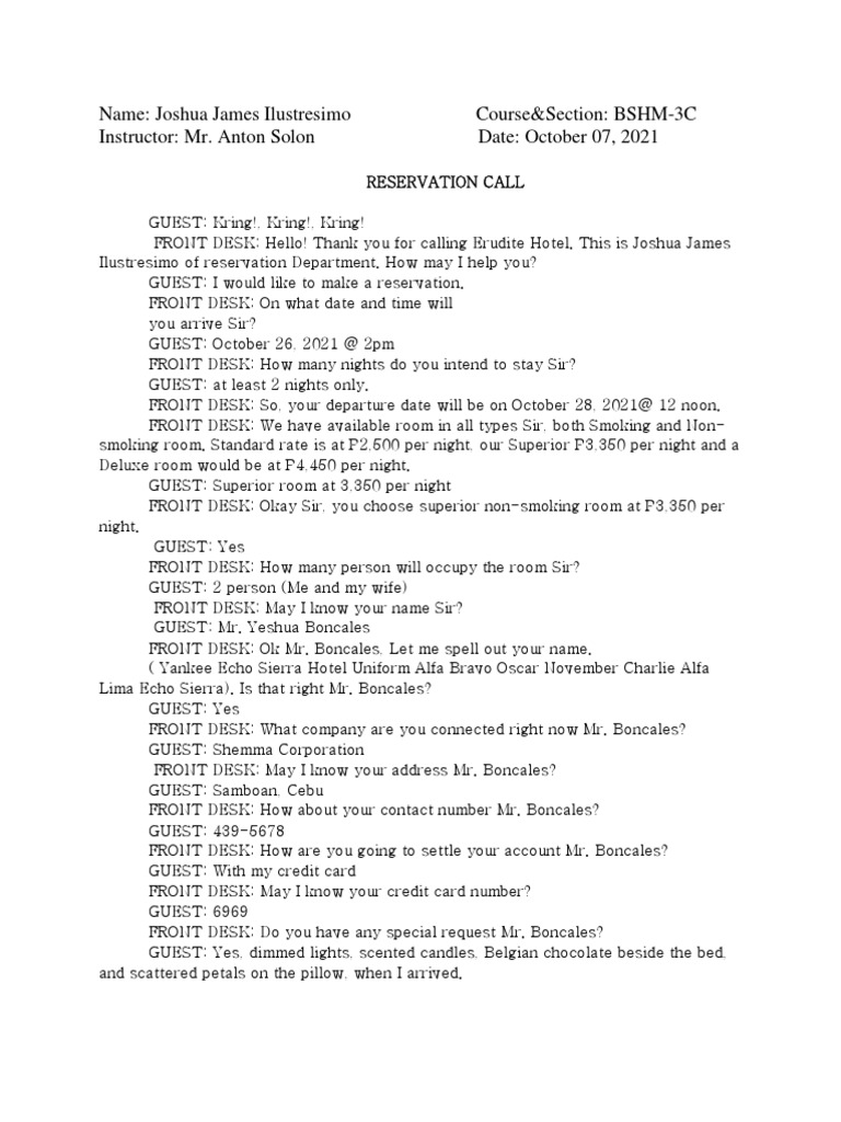 Front Office (Activity) PDF